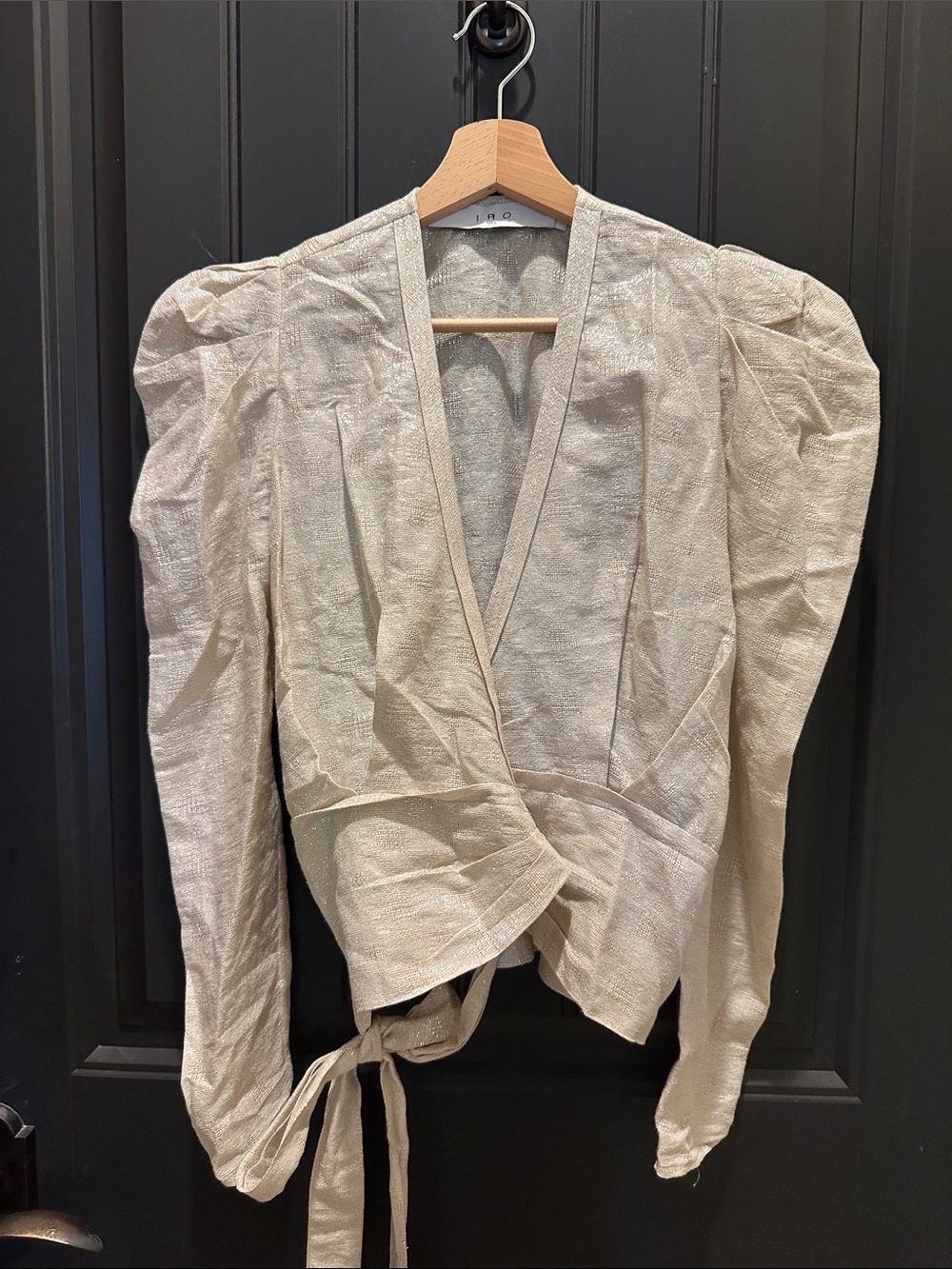 IRO Paris Linen-Blend Wrap Blouse - Neutral Beige wrap top